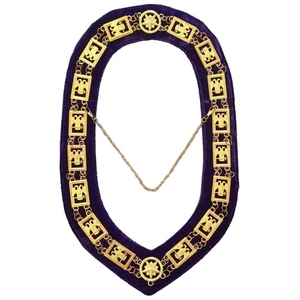 Collier de 32e degré du Rite écossais, ailes tombantes, plaqué or, velours violet, insignes maçonniques - Product Image 1