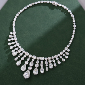 เครื่องประดับงานแต่งงานวินเทจสุดหรู สร้อยคอเพชรทรงหยดน้ำเคลือบทอง 14K เพชรเพาะเลี้ยงในห้องปฏิบัติการ พร้อมจี้และชาร์มที่ปรับแต่งได้ - Product Image 2