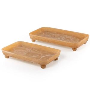 Bandeja rectangular de lujo para servir frutas, elegante bandeja de resina con diseño en espiral para chocolates, dátiles y postres, bandeja decorativa para el hogar. - Product Image 2