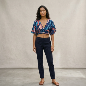 Blusa de Manga Corta con Cuello en V, Estampado Floral, Estilo Bohemio, Casual, para Mujer, Primavera-Verano, Holgada, de Rayón - Product Image 3