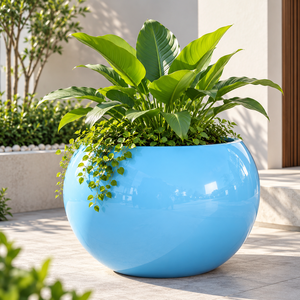 Macetas de Fibra de Vidrio Ligeras para Jardín, Contenedores Redondos para Flores con Colores y Tamaños Personalizados para Paisajismo Interior y Exterior - Product Image 2