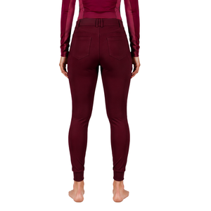 <b>Burgundy</b> Women Equestrian Riding Breeches High Waist Stretch Horse Riding Pants <b>Belt</b> Loop Competition Training Sportswear - Product Image 2