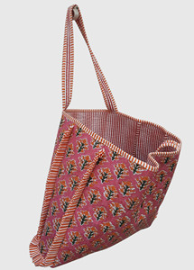 Bolsa de Mano de Algodón Bordada con Flores Rosas, Estilo Bohemio, Abierta, para la Playa, para Mujer - Product Image 2
