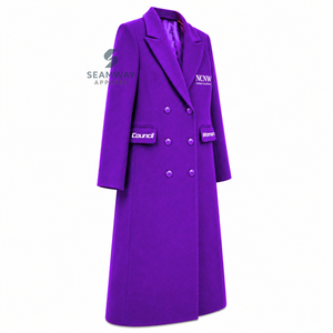 Manteau long croisé pour femme NCV Sorority, col à revers cranté, manches longues, coupe ajustée, brodé, vêtement d'extérieur formel - Product Image 2
