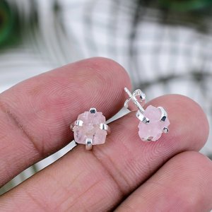 Unique <b>Stud</b> Morganite Gemstone Earrings 925 <b>Sterling</b> <b>Silver</b> Handmade Statement Jewelry for Anniversary Christmas Party Gifts - Product Image 5