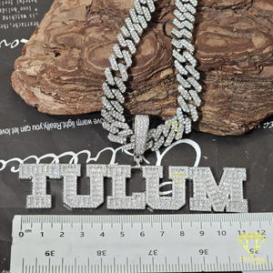 Luxury " TULUM " Letter Pendant <b>Chain</b> Lab Grown Diamond Custom <b>Name</b> Necklace Hip Hop Bling Jewelry - Product Image 5