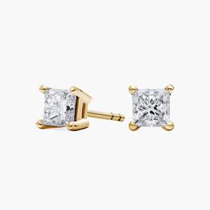 Pendientes de Oro Sólido de 14K con Diamante Cultivado en Laboratorio de 1 Ct, Corte Princesa, Certificados por Surat IGI, Joyería Fina para Aniversario de Bodas - Product Image 3
