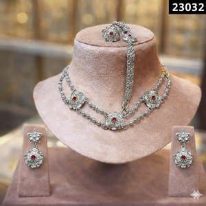 MOLL JEWELLERS Latest Indian 24K Gold Plated Floral Zircon Necklace Earring Set Women Engagement Wedding Party <b>Jewelry</b> Trendy - Product Image 4