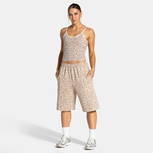 Shorts Bermuda Femme en Coton Premium 100% avec Broderie 3D Personnalisée, Imprimé Léopard et Passepoil – Jorts Longs de Qualité Supérieure - Product Image 1
