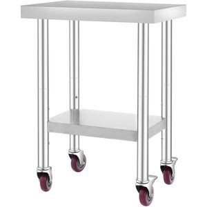 Banco da Lavoro a 4 Ruote in Acciaio Inossidabile per Carichi Pesanti, Capacità di Carico 700 LBS, 3 Altezze, 24x18x34 Pollici - Product Image 5