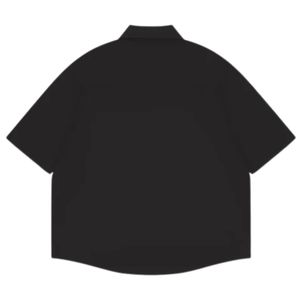 Chemise zippée à manches courtes pour homme, style utilitaire décontracté, streetwear, couleur noire unie, vente en gros OEM - Product Image 2