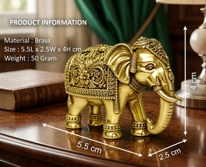 Estatua de Elefante con Trompa de Latón Puro, 100% Latón, 5.5 × 2.5 × 4 cm, 50 g, Murti Tradicional de Elefante para Puja, Decoración del Hogar y Regalo - Product Image 2