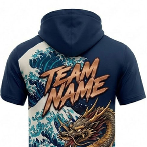 เสื้อฮู้ดน้ำหนักเบาแบบทีมสั่งทำพิเศษ แขนครึ่งตัว ผ้าโพลีเอสเตอร์เจอร์ซีย์ รับทำ OEM พร้อมชื่อและหมายเลข ชุดฝึกซ้อมกีฬา - Product Image 6