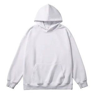 Heavyweight 100% Cotton Men's Hoodie With Puff Print Drak <b>Brown</b> Causal Streetwear Pullover Heavyweight 100% Cotton Men's Hoodie - Product Image 2