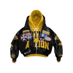 Conjunto de ropa de alta calidad para hombre, de dos piezas, con top corto de media cremallera, conjunto de sudadera corta y pantalones cortos personalizados. - Product Image 5