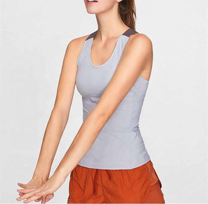 Camiseta sin mangas con bloques de color para mujer, cuello redondo, tejida, deportiva, transpirable, para hacer ejercicio - Product Image 2