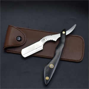 มีดโกนหนวดตรงทำมือจากสแตนเลสสำหรับร้านตัดผมมืออาชีพ พร้อมด้ามจับทำจากเขาแกะ - Product Image 4