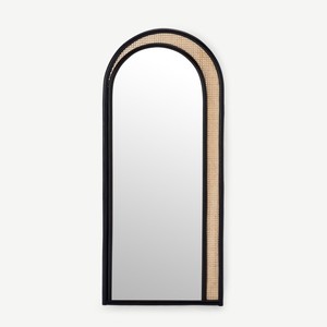 Natural Handmade Rattan <b>Large</b> Arched Floor Standing Mirror Full Length Mirrors for Changing Room - Product Image 3