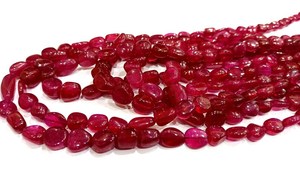 Collier de perles en pierre de rubis naturel irrégulier de forme pépite Eminent Jewel, 8 à 13 mm, perles rouges sanglantes polies du Rajasthan - Product Image 3