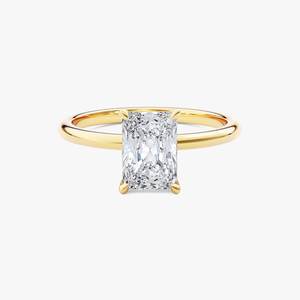 925 Sterling <b>Silver</b> D Color VVS Moissanite Jewelry <b>Solitaire</b> Radiant Cut Diamond Engagement Gold Rhodium Plated Custom <b>Ring</b> - Product Image 1
