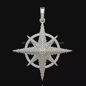 Collar con Colgante de Plata de Ley 925 con Diamantes de Moissanita Estilo Lujo Estrella de la Fortuna, Joyería Hip Hop Bling para Hombre - Product Image 3