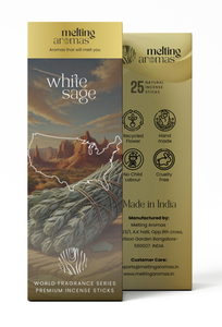 MELTING AROMAS Bâtonnets d'encens de sauge blanche 100% naturels, écologiques et biologiques - Bois de bambou, usage religieux indien - Product Image 2