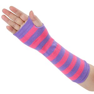 Mangas de brazo a rayas rosas y moradas de punto para mujer, protección UV, ciclismo, elásticas, para soporte muscular - Product Image 2