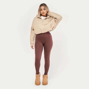 Sudaderas Casuales para Mujer, Suaves de Algodón y Felpa, Estilo Pullover, Venta al Por Mayor OEM, Logotipo Personalizado, Moda Urbana, Color Beige, Talla Grande - Product Image 1
