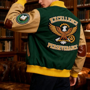 High Quality Unisex Formal Varsity <b>Jacket</b> Canvas Baseball Custom College Team <b>Plus</b> <b>Size</b> Durable Front Logo - Product Image 2