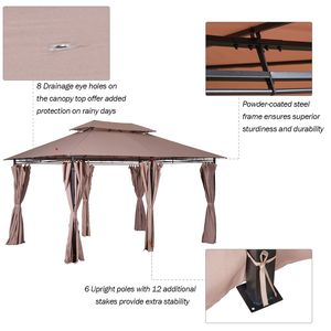 Gazebo con Tetto Ventilato 10x13 Color Kaki, Struttura in Acciaio e Tende per Uso Esterno, Categoria Prodotti Tende da Sole e Pergole - Product Image 6