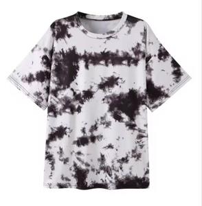 Men's <b>Tie</b>-Dye O-Neck Short Sleeve <b>Knitted</b> Casual Regular Fit Patterned Style Quick Dry 180g T-Shirt - Product Image 1