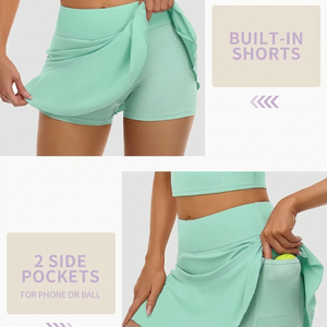 Ensembles deux pièces jupe plissée taille haute et soutien-gorge de sport pour femme – Tenues de tennis et d'entraînement athlétiques - Product Image 4