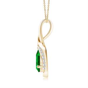14K <b>Solid</b> <b>Gold</b> Natural Pear-Shaped Emerald And Diamond Loop <b>Pendant</b> Fine Jewellery Classic Anniversary Wedding Gift For Her 2026 - Product Image 2