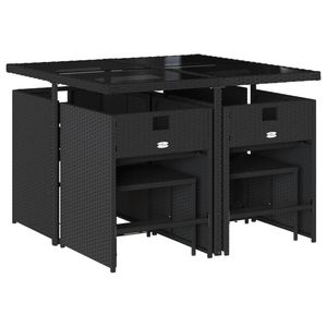 Juego de 8 Muebles de Jardín para Comedor en Color Negro y Blanco Crema - Product Image 3