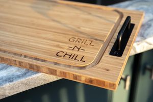 Patterson Rectangle Wood Chopping Block With Handle Personalized Engraved Family <b>Name</b> Kitchen Serving Board UO india UO - Product Image 6