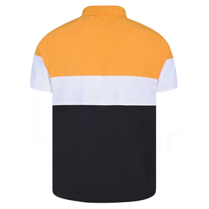 Polo pour homme à blocs de couleur, manches courtes, tricoté, décontracté, design uni, jaune, blanc, noir - Product Image 2