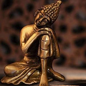 รูปปั้นพระพุทธรูปทองเหลืองทำด้วยมือดีไซน์ทันสมัยลวดลายภาพเหมือนศิลปะหัตถกรรมอินเดียแบบดั้งเดิมของขวัญวันเกิดขนาดเล็ก - Product Image 3