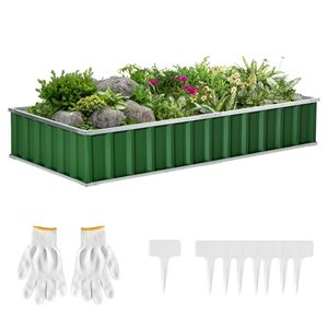 Letto da giardino rialzato in acciaio verde, 69x36, la fioriera del cortile del Patio è dotata di guanti ma non inferiore - Product Image 1
