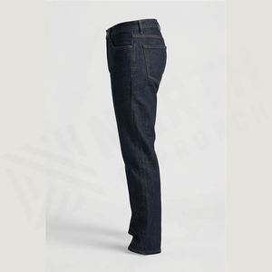 Jean en denim coupe droite délavé foncé pour homme, taille haute, coupe slim, en coton, style décontracté, pantalon d'automne - Product Image 3