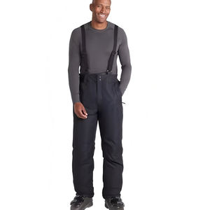 Combinaison de ski noire à capuche pour femme avec fermeture éclair, bretelles réglables, polyester/nylon - Product Image 1