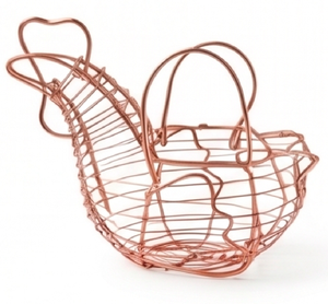Porte-œufs en fer forgé en forme de poule couleur cuivre, accessoire de cuisine de qualité supérieure et présentoir élégant pour œufs - Product Image 1