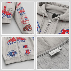 Chándal con Capucha para Mujer, Diseño de Béisbol, Cierre Completo con Cremallera, Bolsillos Laterales, Estampado por Sublimación, Estilo Casual - Product Image 6