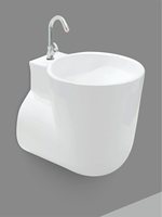 Lavabo mural rond intégré moderne en céramique, monobloc, robuste, gain de place, blanc
