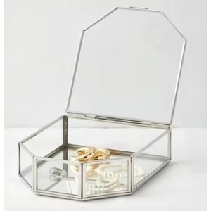 High On Demand Trending Brass And Glass Jewelry Box For <b>Neckless</b> Ring Storage Container Gifting Use Brass Jewelry Box - Product Image 4