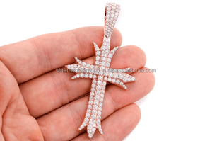 Pendentif personnalisé pour enfants, tendance Hip Hop, en argent 925 plaqué rhodium, avec moissanite, motif croix de Jésus, pour fêtes religieuses chrétiennes - Product Image 5