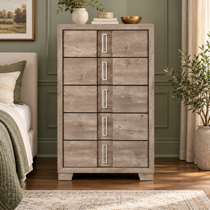 Cómoda Contemporánea para Dormitorio en Color Marrón con Acabado Laminado, Unidad de Almacenamiento con Cajones TSCA CARB P2 para Muebles Modernos para el Hogar, Venta al por Mayor B2B - Product Image 1