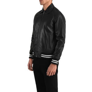 Veste en cuir varsity élégante pour homme Rahsal Industries, à capuche, respirante, coupe-vent, streetwear - Product Image 3