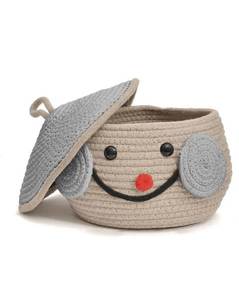 Cesta de Almacenamiento de Cuerda con Forma de Animal Adorable y Tapa para Guardar Juguetes de Niños, Diseño de Ratón Gris - Product Image 2