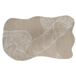 Tapis d'intérieur en laine et soie tufté à la main, forme irrégulière beige abstraite ondulée, tapis design pour salon, décoration intérieure - Product Image 4