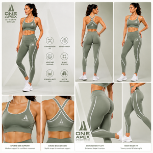 Women Scrunch Butt Yoga Set Cross Back Sports Bra High Waist Compression Leggings Activewear Set - Product Image 3